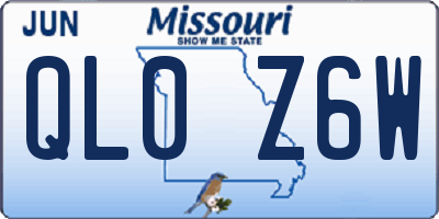 MO license plate QL0Z6W