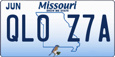 MO license plate QL0Z7A