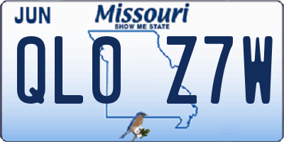 MO license plate QL0Z7W