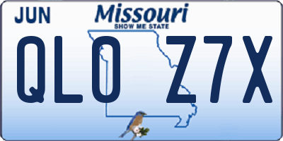 MO license plate QL0Z7X