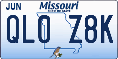 MO license plate QL0Z8K