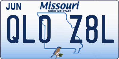 MO license plate QL0Z8L