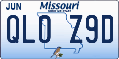 MO license plate QL0Z9D