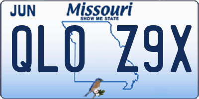MO license plate QL0Z9X