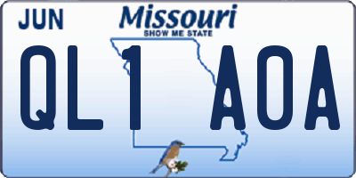 MO license plate QL1A0A
