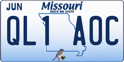 MO license plate QL1A0C