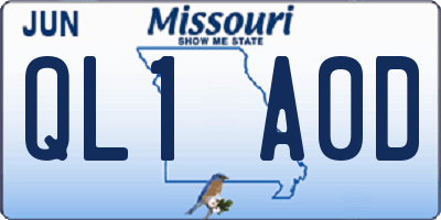 MO license plate QL1A0D