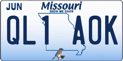 MO license plate QL1A0K