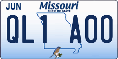 MO license plate QL1A0O