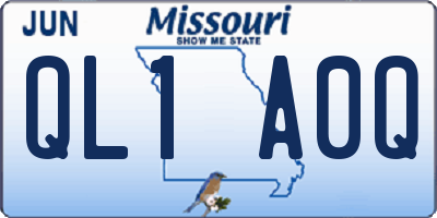 MO license plate QL1A0Q