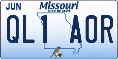 MO license plate QL1A0R
