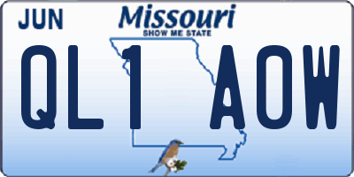 MO license plate QL1A0W