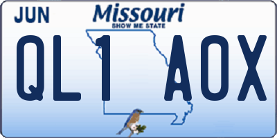 MO license plate QL1A0X