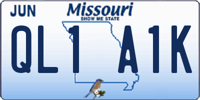 MO license plate QL1A1K