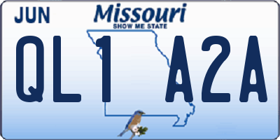 MO license plate QL1A2A