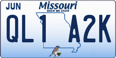 MO license plate QL1A2K