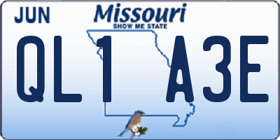 MO license plate QL1A3E