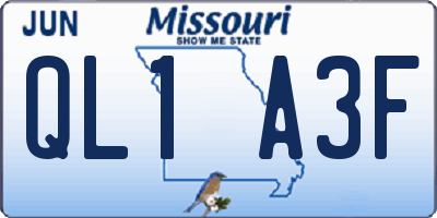 MO license plate QL1A3F