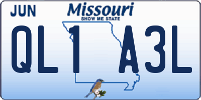 MO license plate QL1A3L