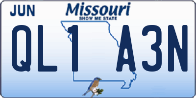 MO license plate QL1A3N