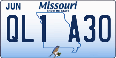 MO license plate QL1A3O
