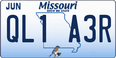 MO license plate QL1A3R
