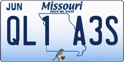 MO license plate QL1A3S