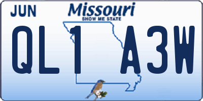 MO license plate QL1A3W