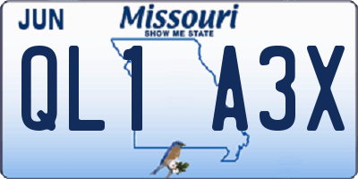 MO license plate QL1A3X