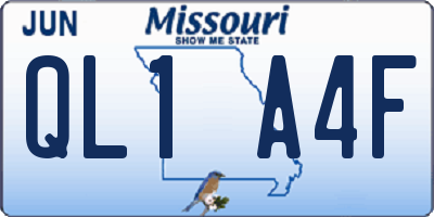 MO license plate QL1A4F
