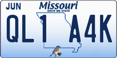 MO license plate QL1A4K