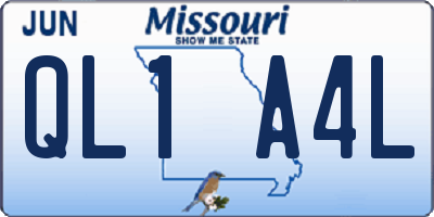 MO license plate QL1A4L