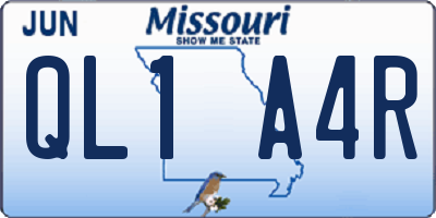 MO license plate QL1A4R