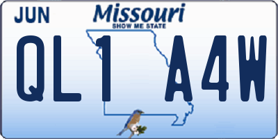 MO license plate QL1A4W