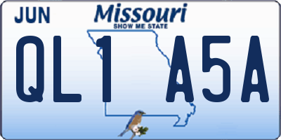 MO license plate QL1A5A