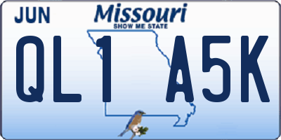 MO license plate QL1A5K