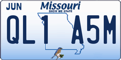 MO license plate QL1A5M