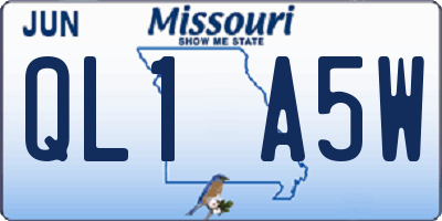 MO license plate QL1A5W