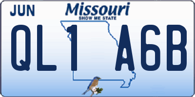MO license plate QL1A6B