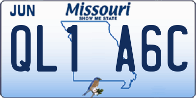 MO license plate QL1A6C