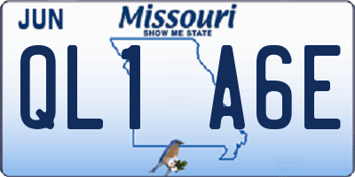 MO license plate QL1A6E