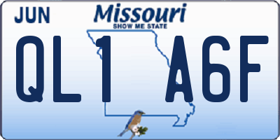 MO license plate QL1A6F