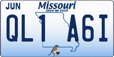 MO license plate QL1A6I