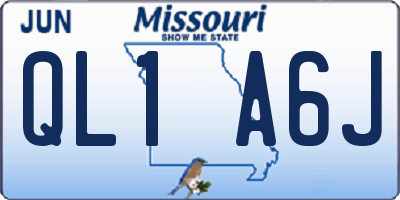 MO license plate QL1A6J