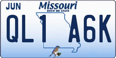 MO license plate QL1A6K