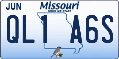 MO license plate QL1A6S