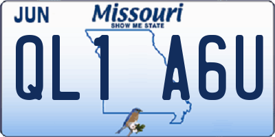MO license plate QL1A6U