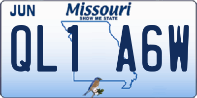 MO license plate QL1A6W