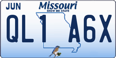 MO license plate QL1A6X