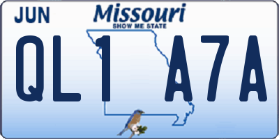 MO license plate QL1A7A